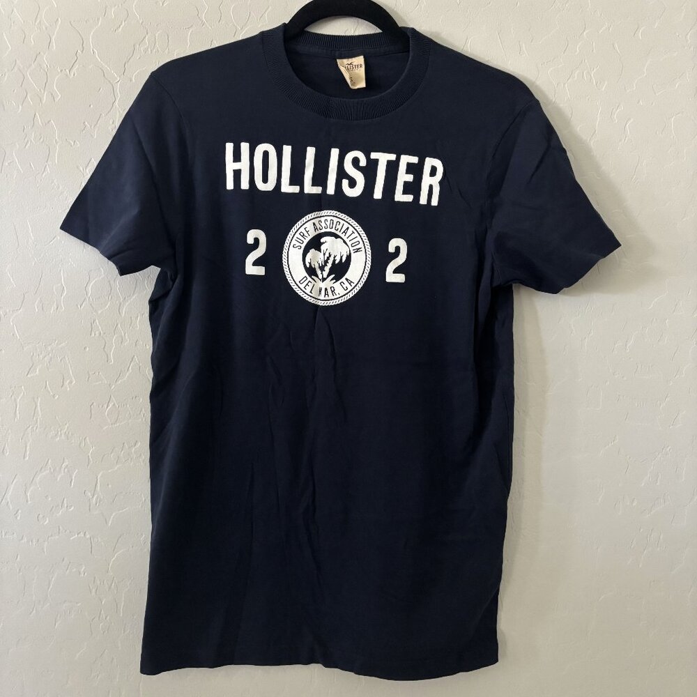 Hollister Size S Navy White Surf Association Del Mar. CA Crew Shirt Short Sleeve